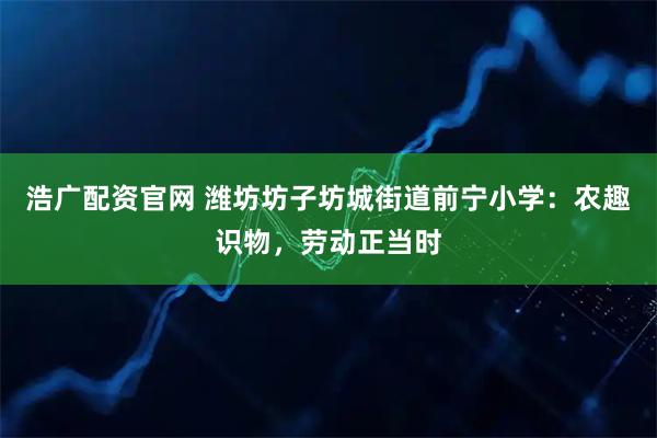 浩广配资官网 潍坊坊子坊城街道前宁小学：农趣识物，劳动正当时