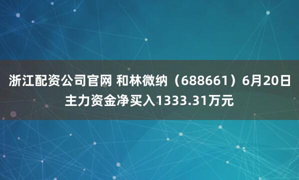 浙江配资公司官网 和林微纳（688661）6月20日主力资金净买入1333.31万元